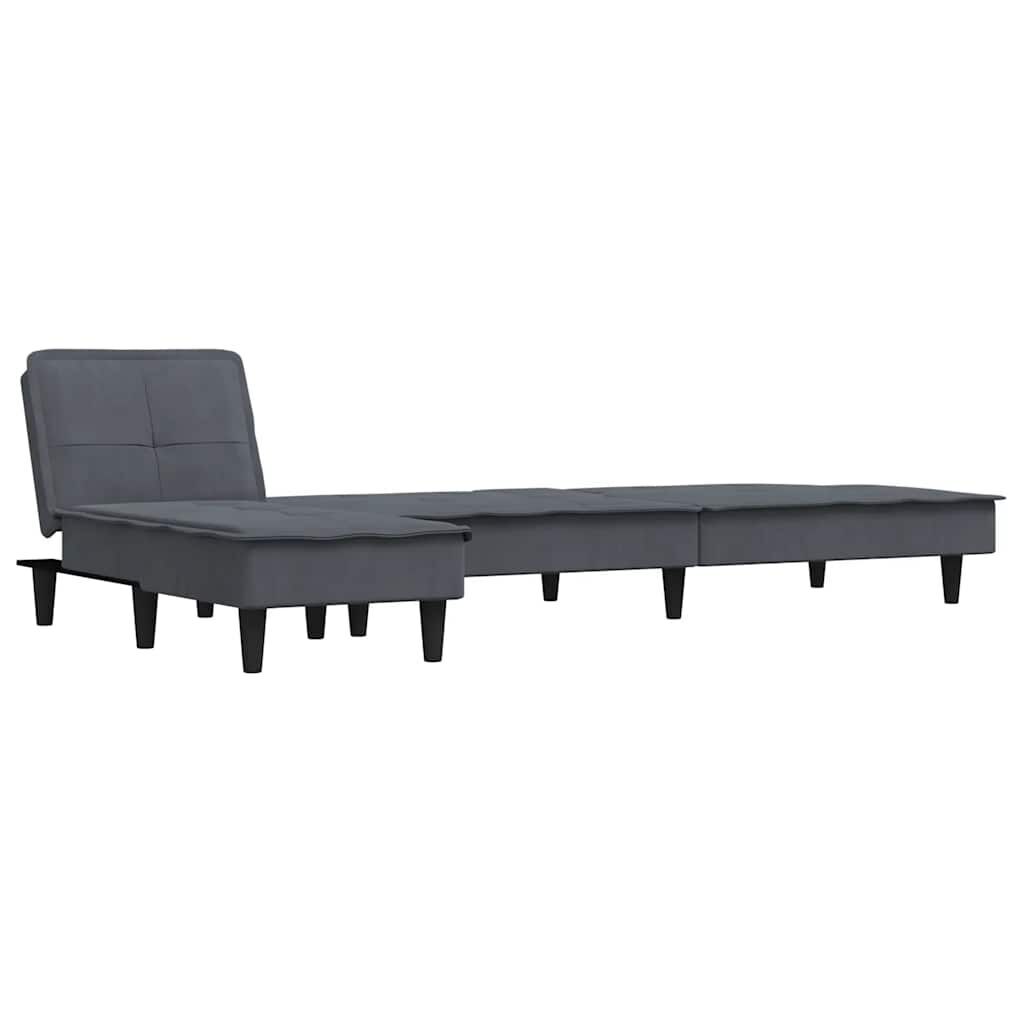 L-shaped Sofa Bed Dark Grey 255x140x70 cm Velvet Price