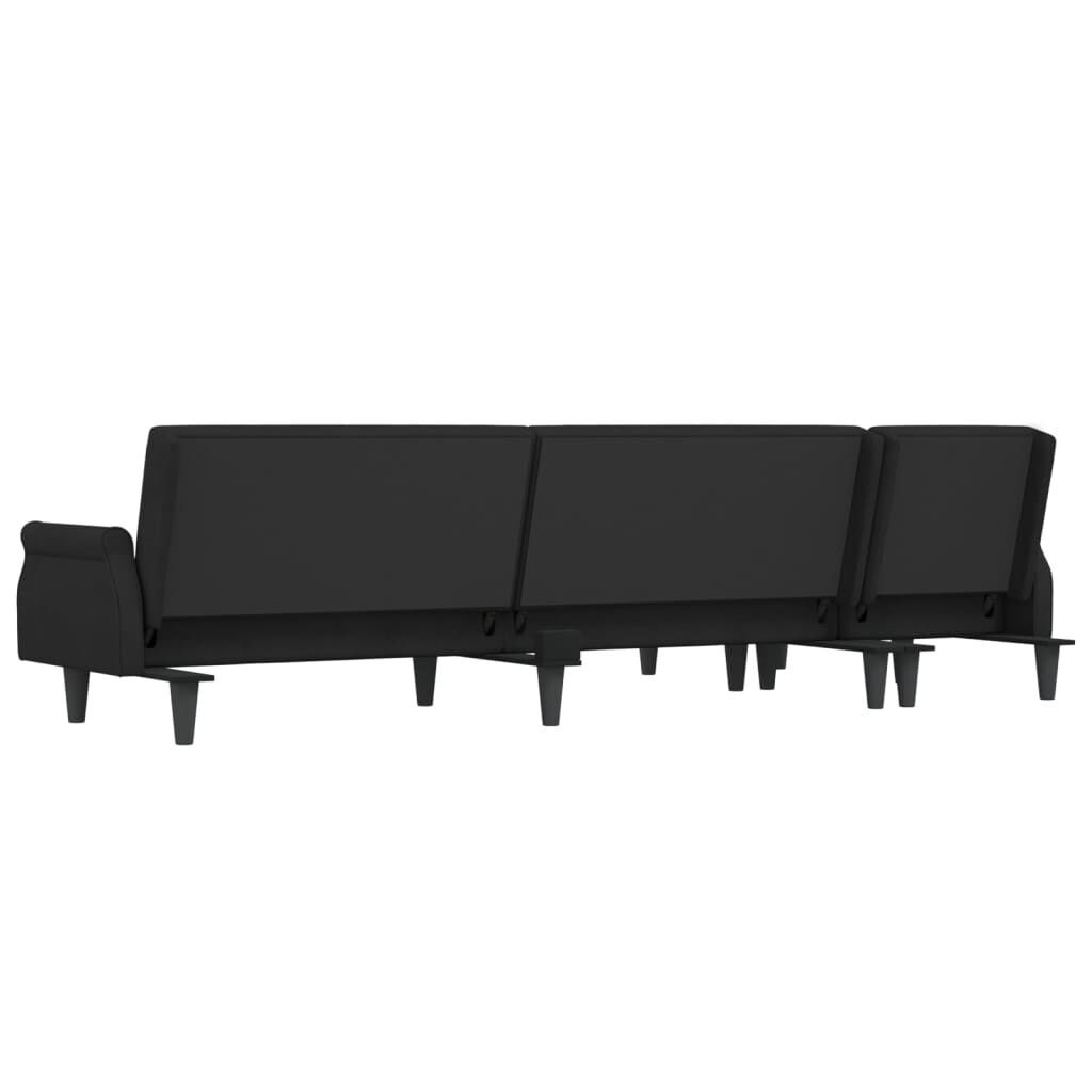 L-shaped Sofa Bed Black 271x140x70 cm Velvet Price