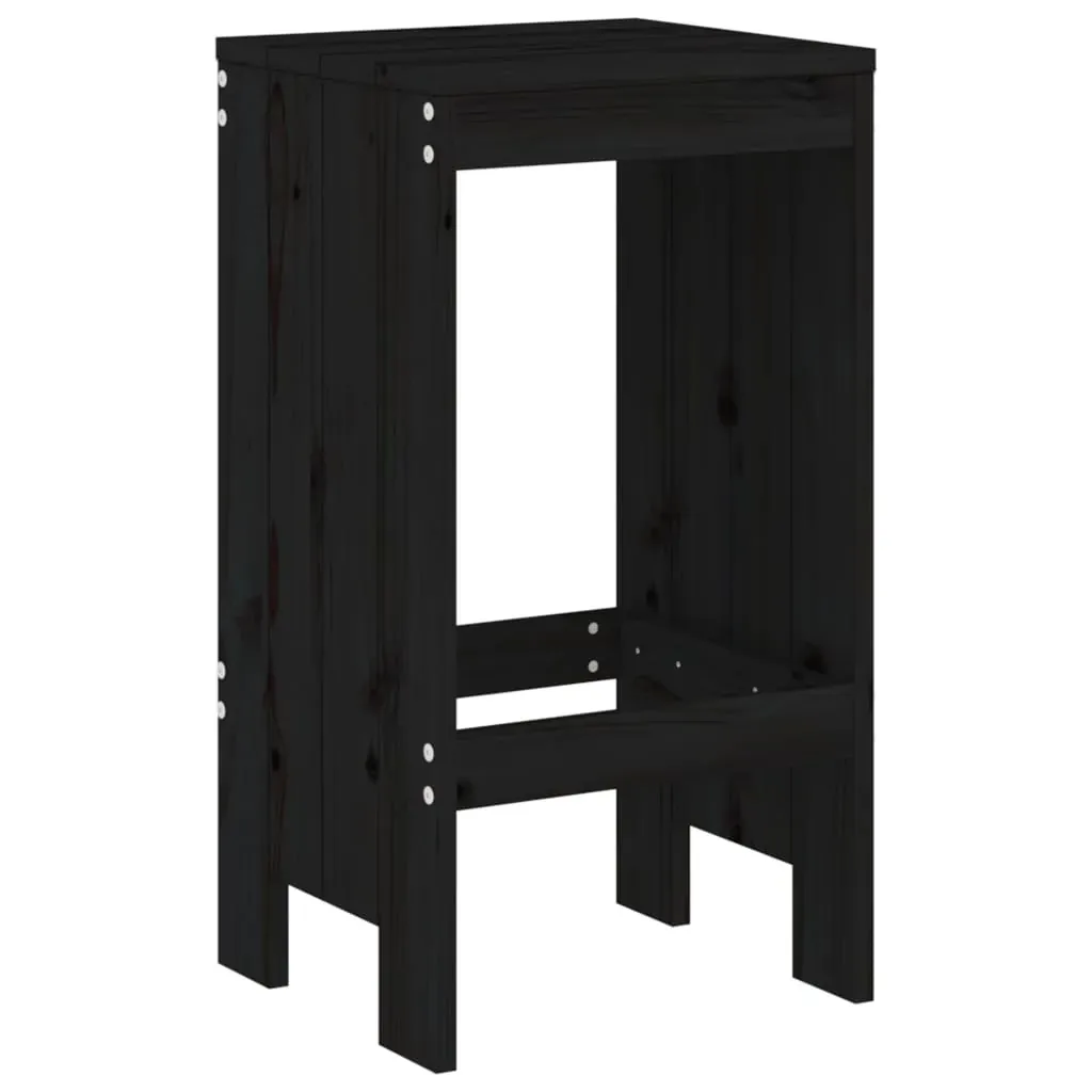 7 Piece Garden Bar Set Black Solid Wood Pine Price