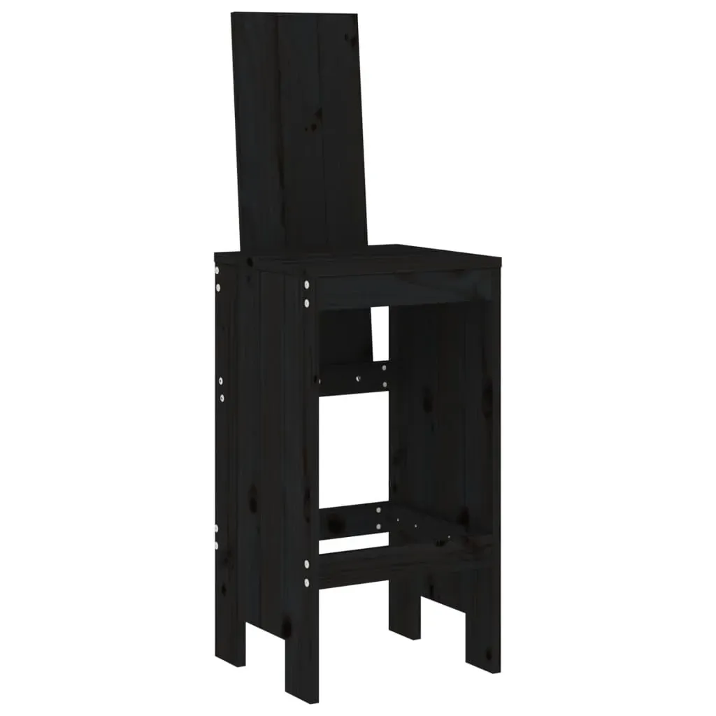 5 Piece Garden Bar Set Black Solid Wood Pine Price