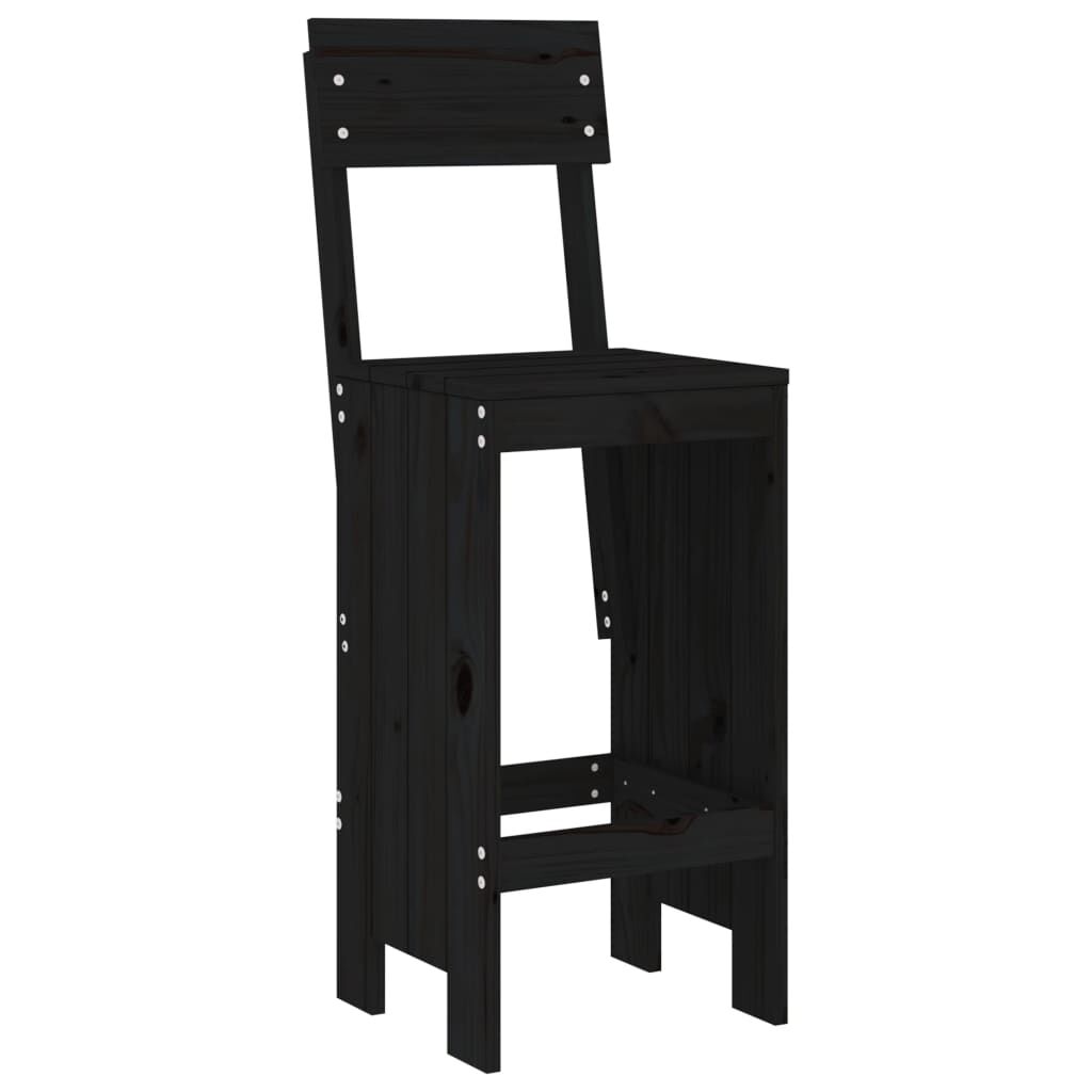 3 Piece Garden Bar Set Black Solid Wood Pine Price