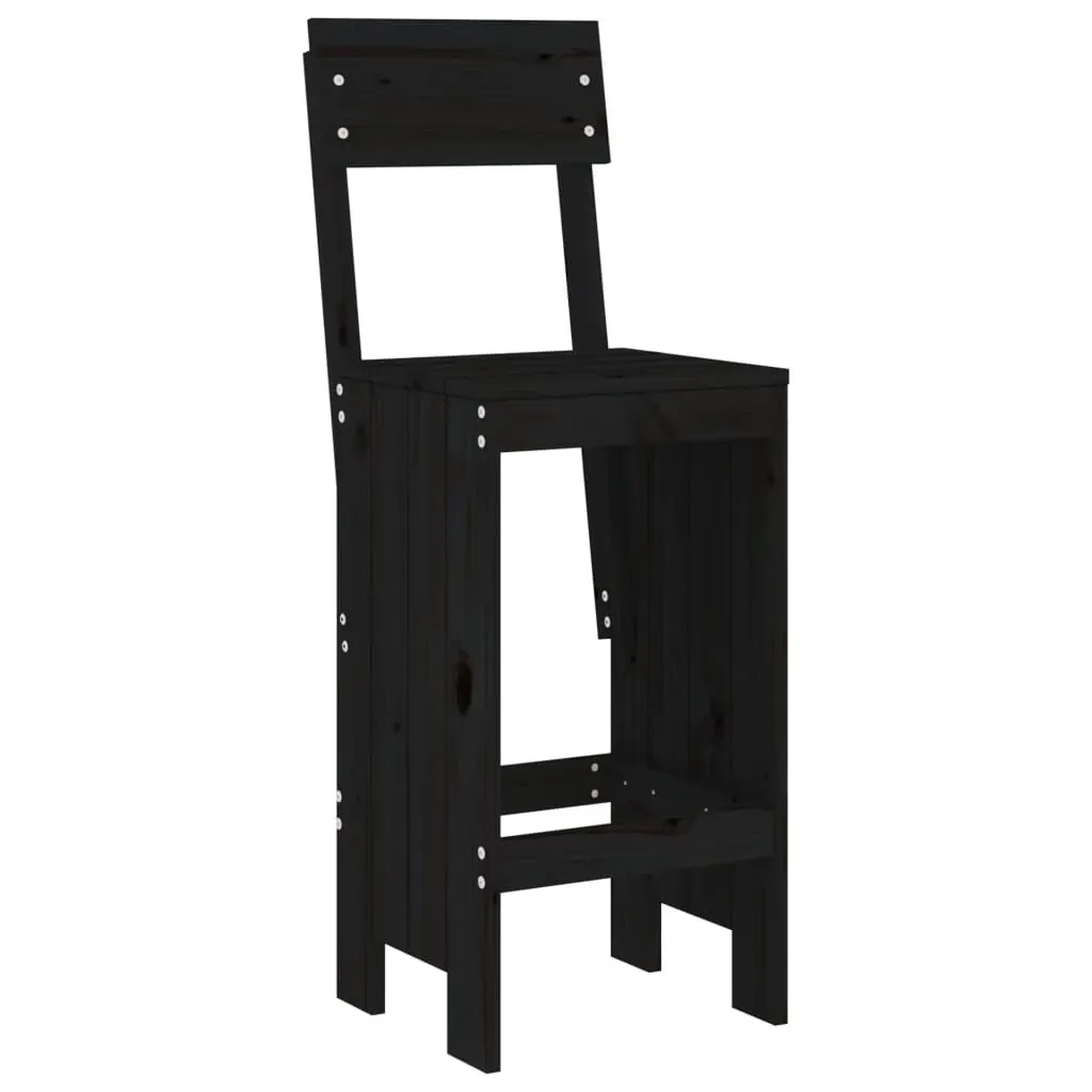 5 Piece Garden Bar Set Black Solid Wood Pine Price
