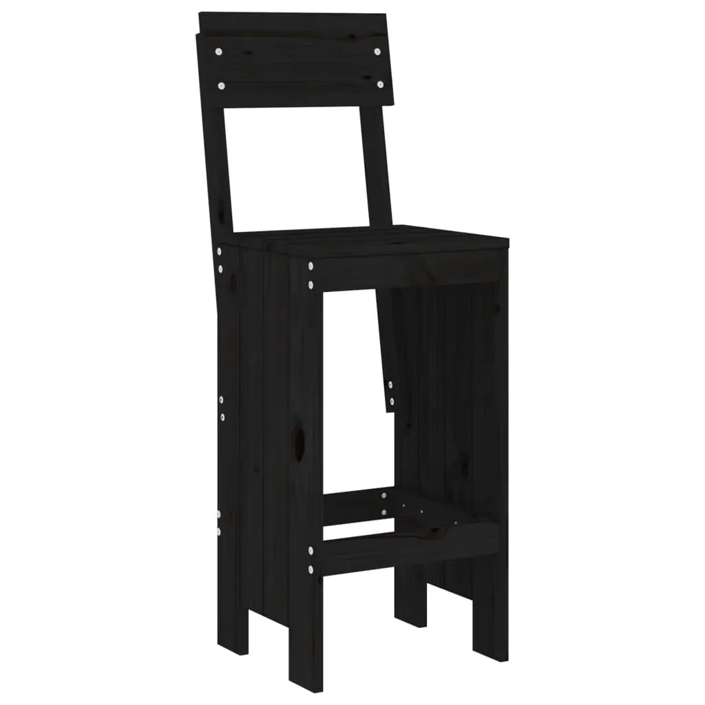 5 Piece Garden Bar Set Black Solid Wood Pine Price