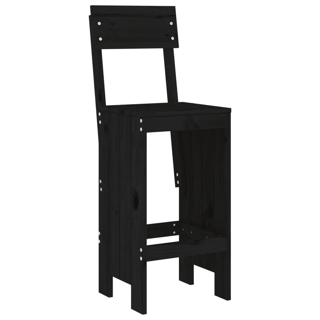 7 Piece Garden Bar Set Black Solid Wood Pine Price