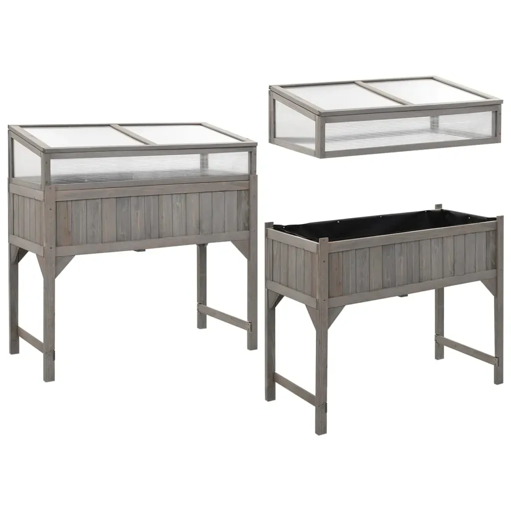 Raised Bed with Greenhouse 110x54x120 cm Solid Fir Wood Price