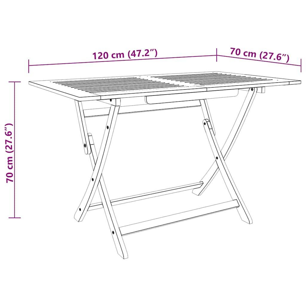 Folding Garden Table 120x70x75 cm Solid Eucalyptus Wood Price