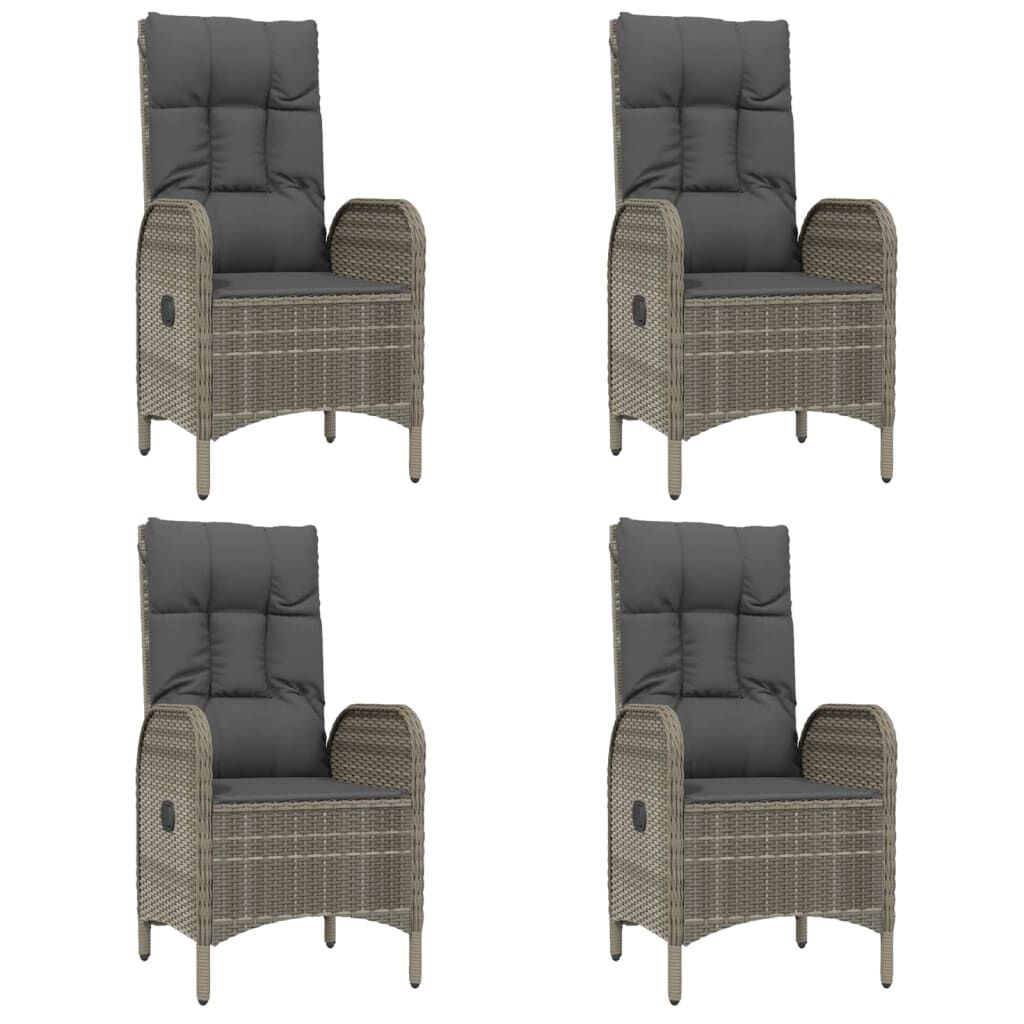 5 Piece Garden Dining Set with Cushions Grey Poly Rattan Price