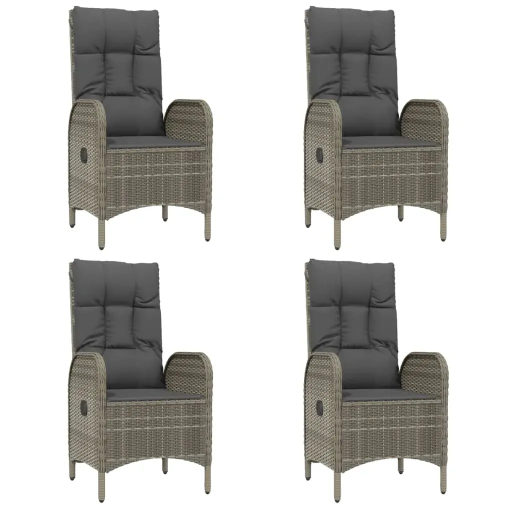 5 Piece Garden Dining Set with Cushions Grey Poly Rattan Price