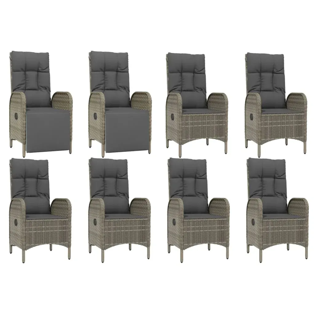 9 Piece Garden Dining Set with Cushions Grey Poly Rattan Price