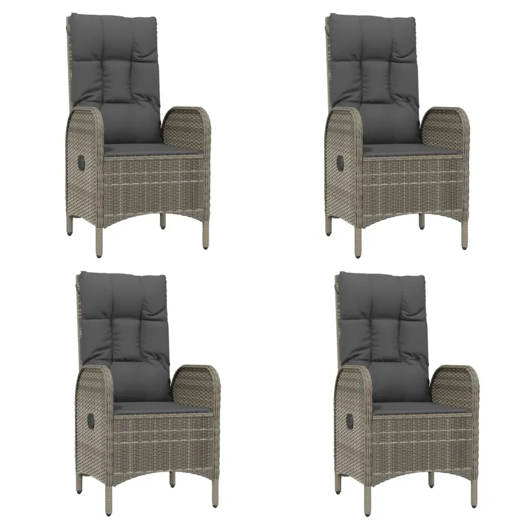 5 Piece Garden Dining Set with Cushions Grey Poly Rattan Price
