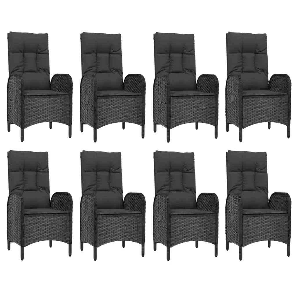 9 Piece Garden Dining Set with Cushions Black and Grey Poly Rattan Price