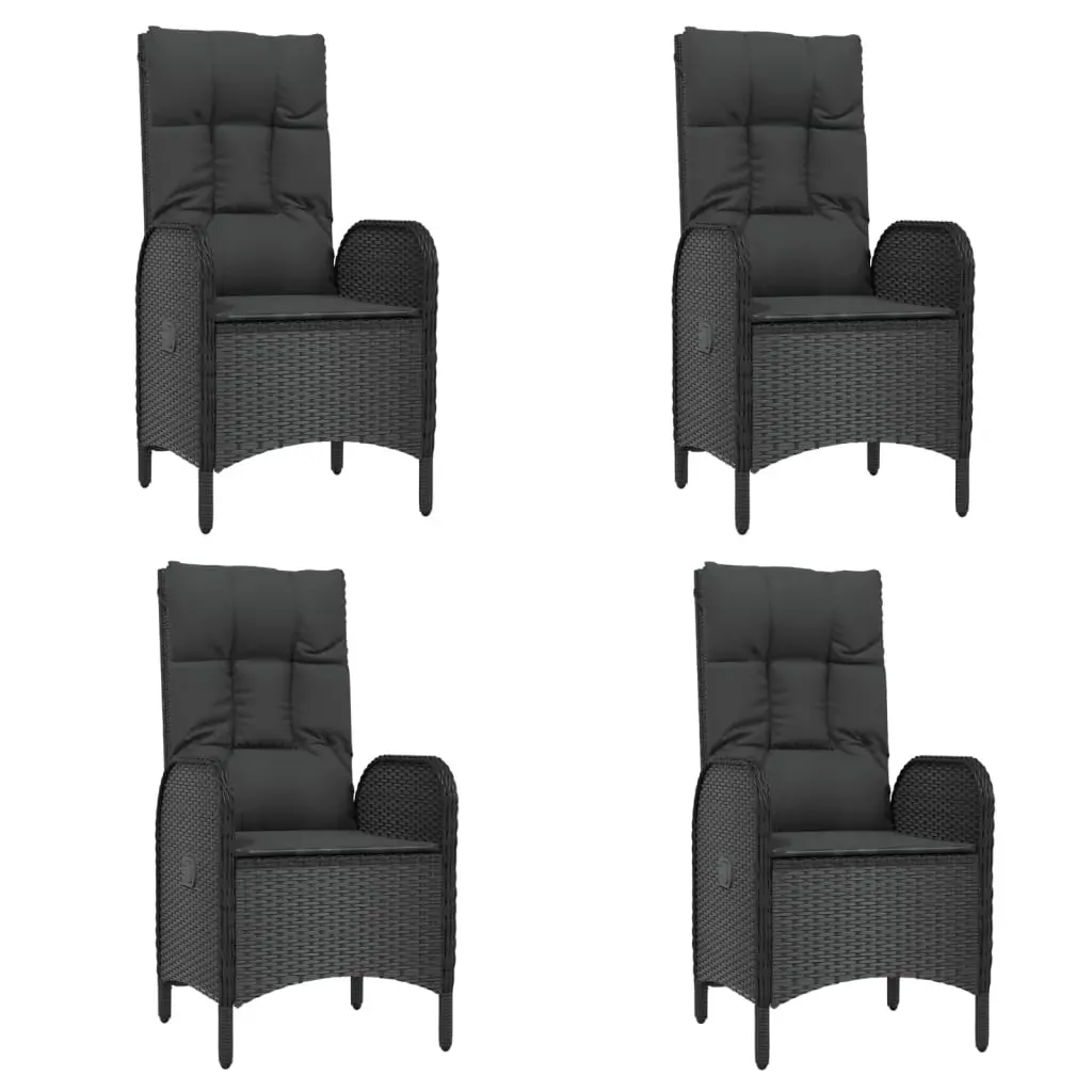 7 Piece Garden Dining Set with Cushions Black Poly Rattan Price