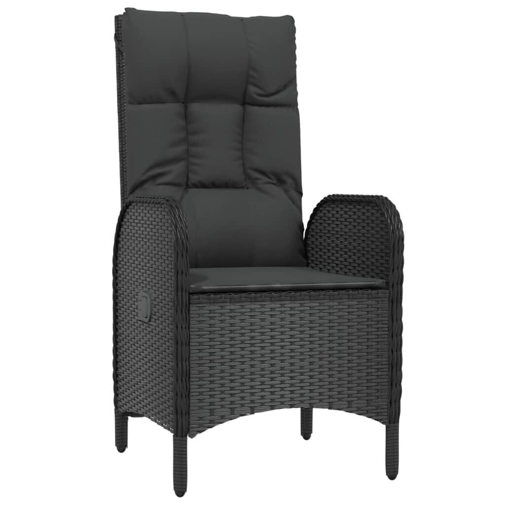 3 Piece Garden Dining Set with Cushions Black Poly Rattan Price