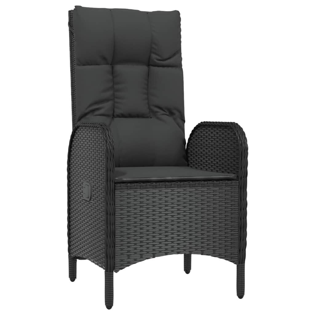 3 Piece Garden Dining Set with Cushions Black Poly Rattan Price