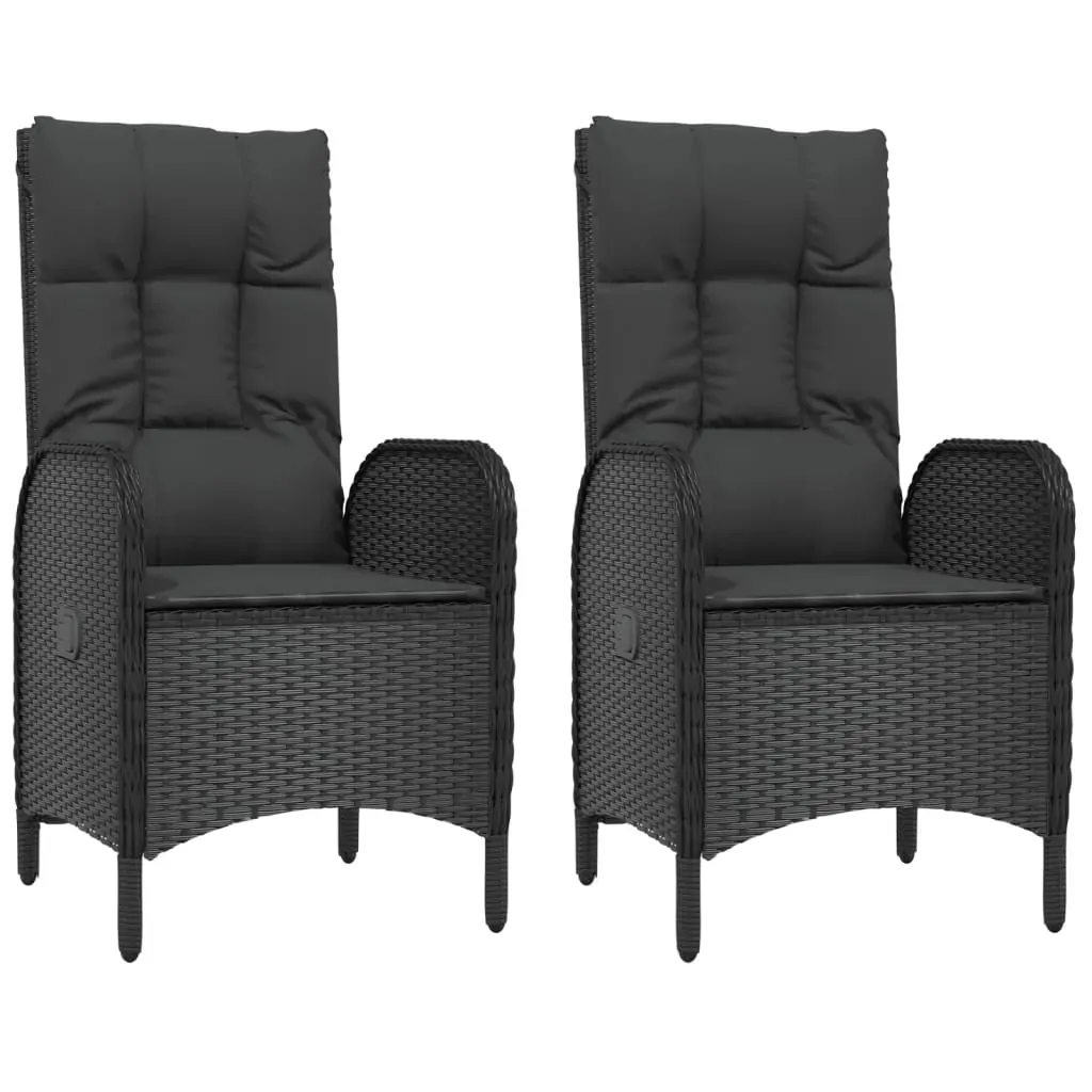 3 Piece Garden Dining Set with Cushions Black Poly Rattan Price