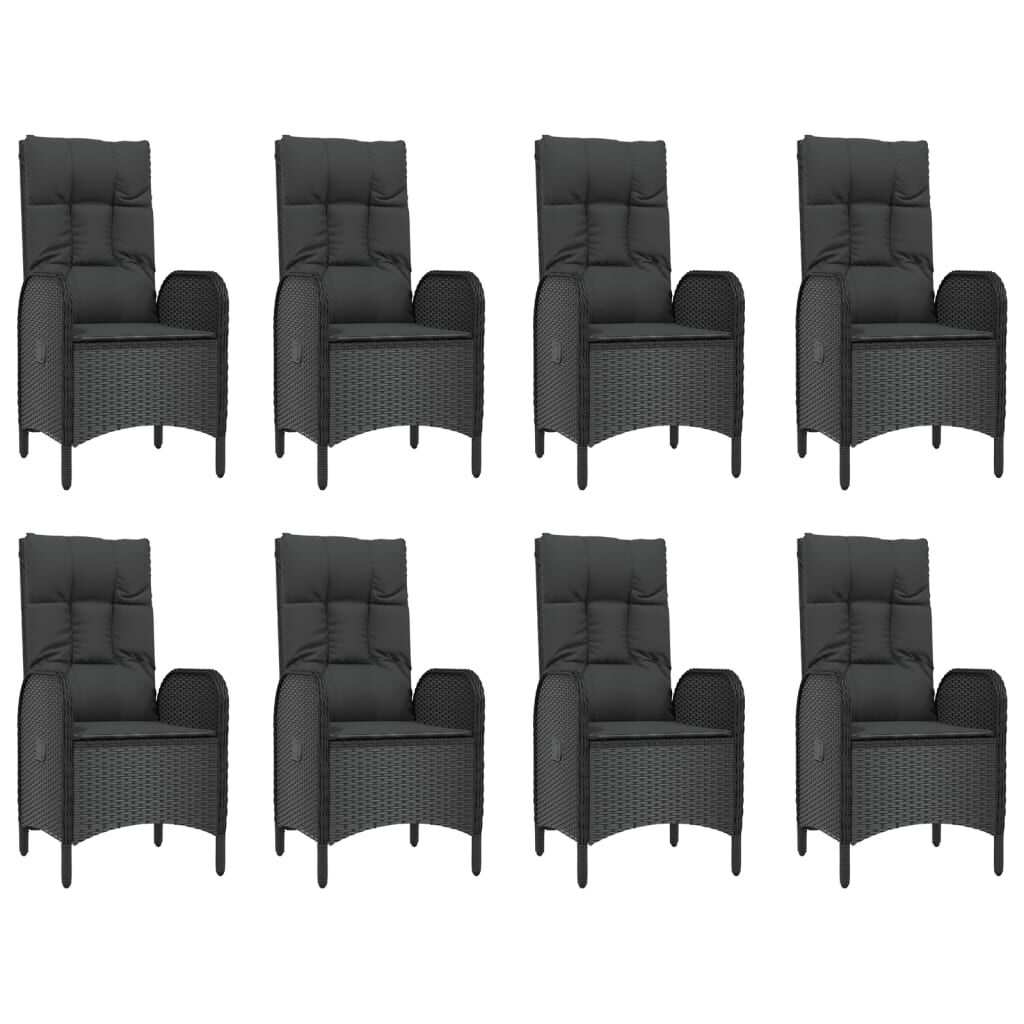9 Piece Garden Dining Set with Cushions Black Poly Rattan Price