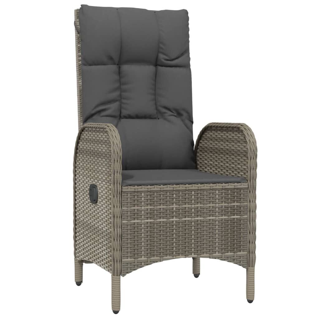 5 Piece Garden Dining Set with Cushions Black and Grey Poly Rattan Price