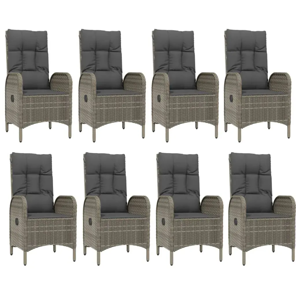 9 Piece Garden Dining Set with Cushions Black and Grey Poly Rattan Price