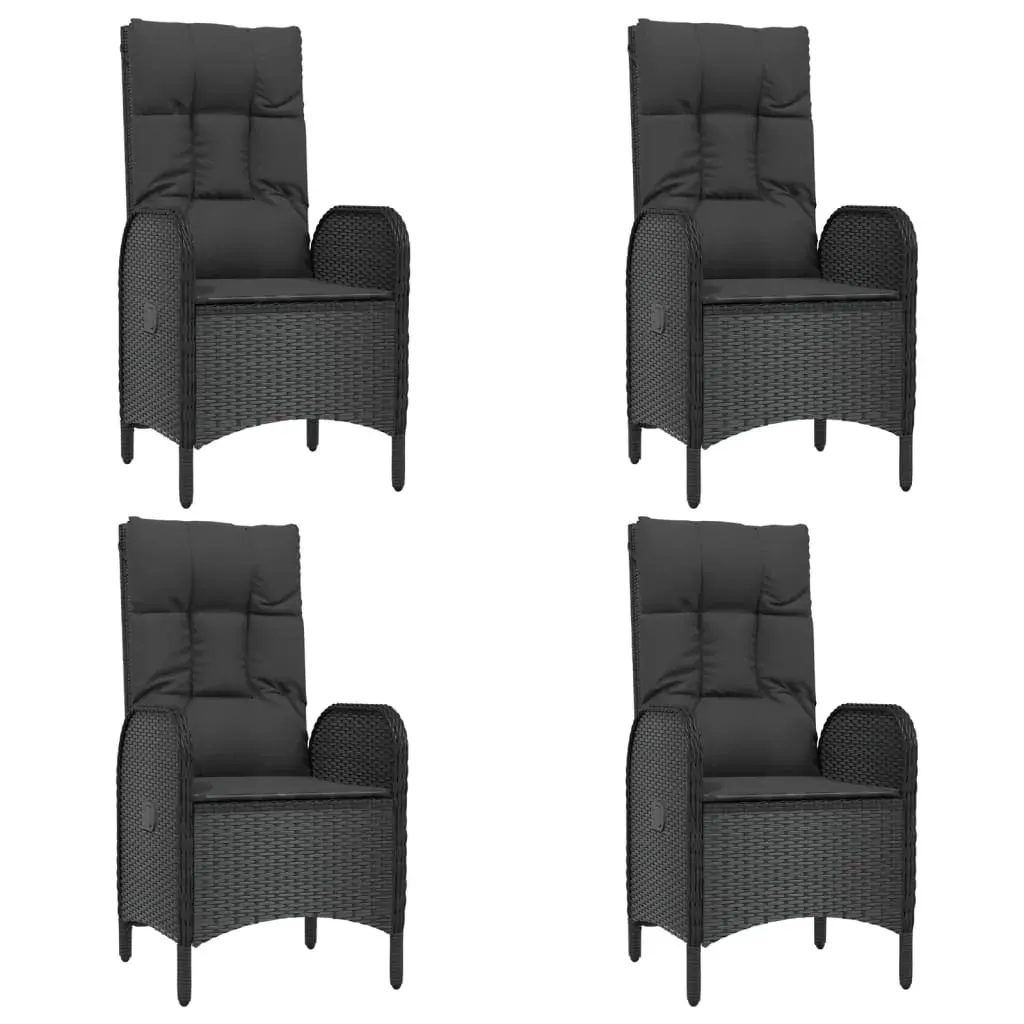 5 Piece Garden Dining Set with Cushions Black Poly Rattan Price