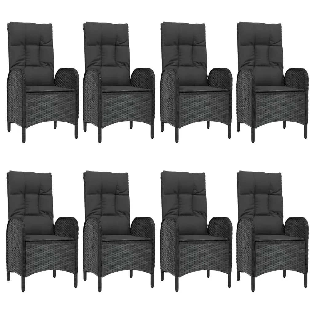 9 Piece Garden Dining Set with Cushions Black Poly Rattan Price