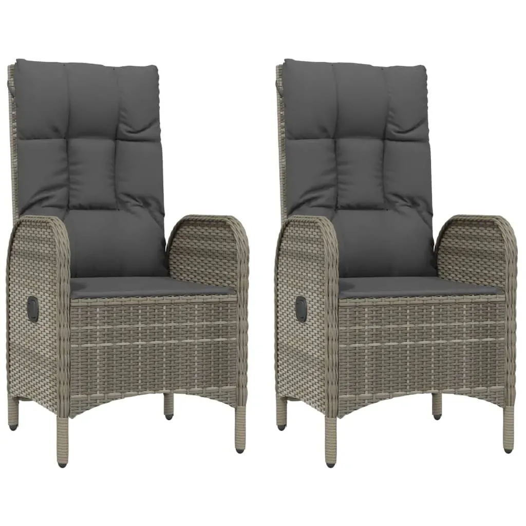 3 Piece Garden Dining Set with Cushions Black and Grey Poly Rattan Price
