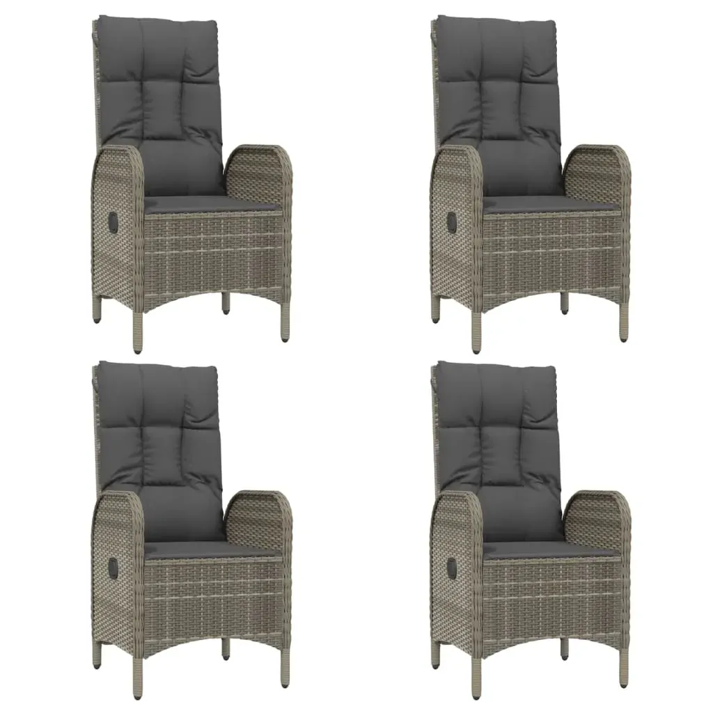 5 Piece Garden Dining Set with Cushions Black and Grey Poly Rattan Price