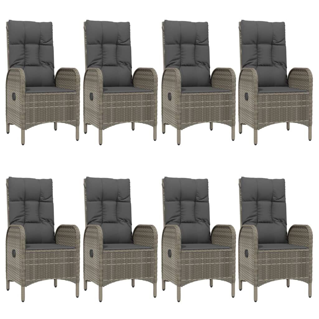 9 Piece Garden Dining Set with Cushions Black and Grey Poly Rattan Price