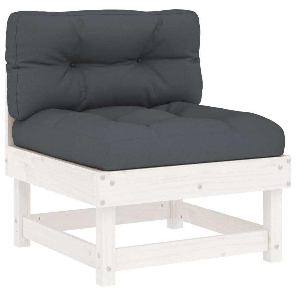 5 Piece Garden Lounge Set with Cushions White Solid Wood Price