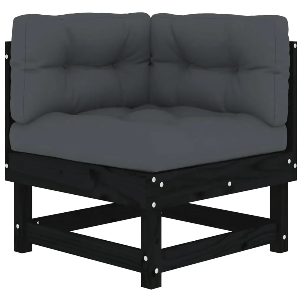 5 Piece Garden Lounge Set with Cushions Black Solid Wood Price