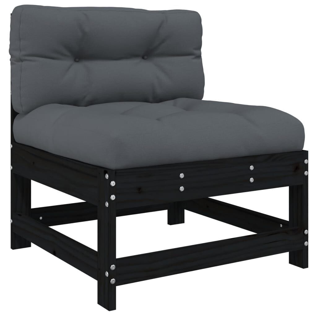 5 Piece Garden Lounge Set with Cushions Black Solid Wood Price