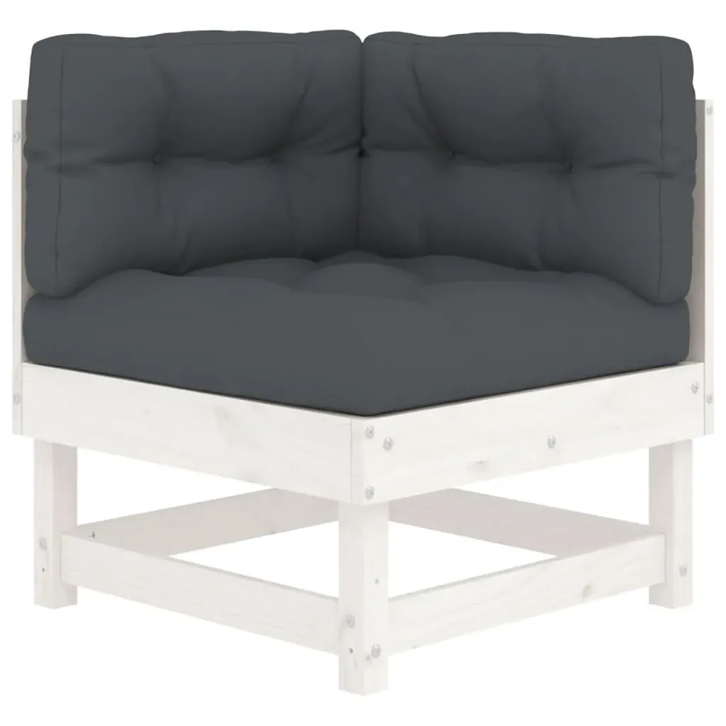 7 Piece Garden Lounge Set with Cushions White Solid Wood Price