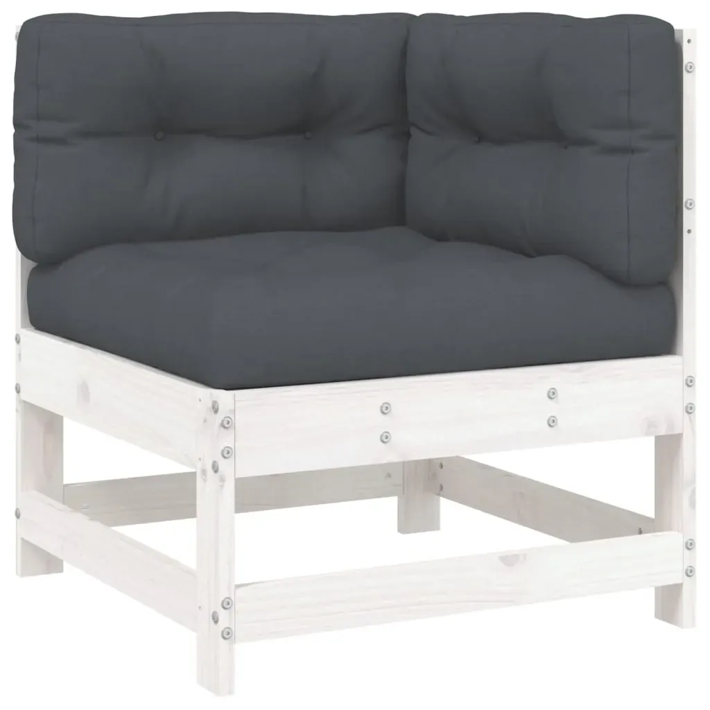 6 Piece Garden Lounge Set with Cushions White Solid Wood Price