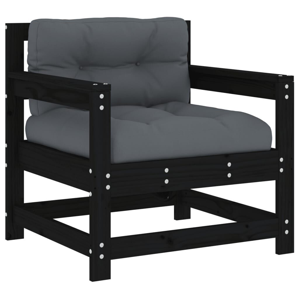 6 Piece Garden Lounge Set with Cushions Black Solid Wood Price