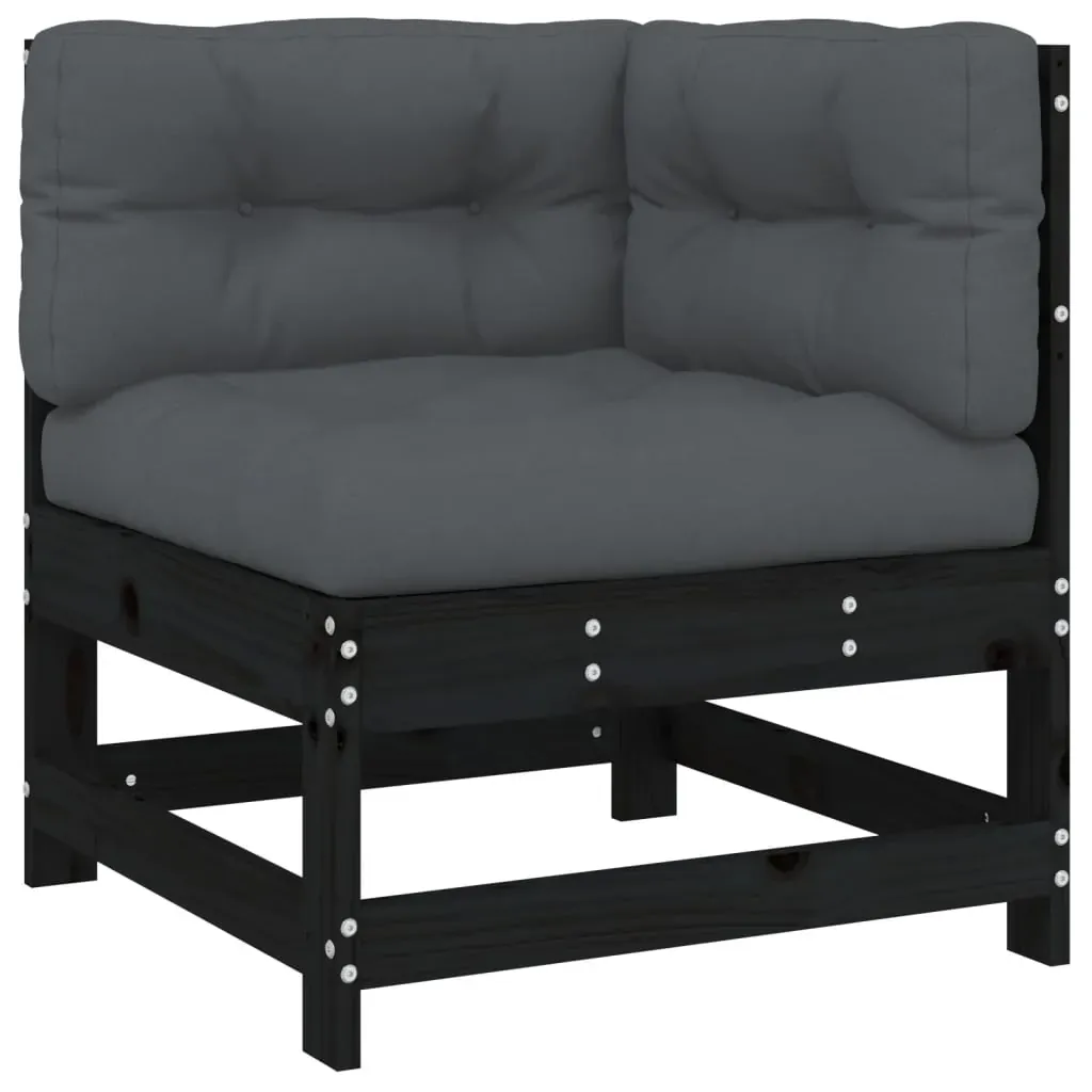 6 Piece Garden Lounge Set with Cushions Black Solid Wood Price