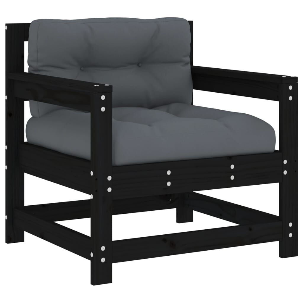 7 Piece Garden Lounge Set with Cushions Black Solid Wood Price