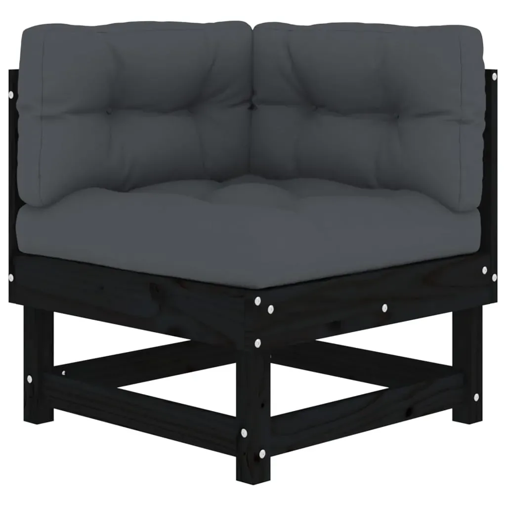 8 Piece Garden Lounge Set with Cushions Black Solid Wood Price