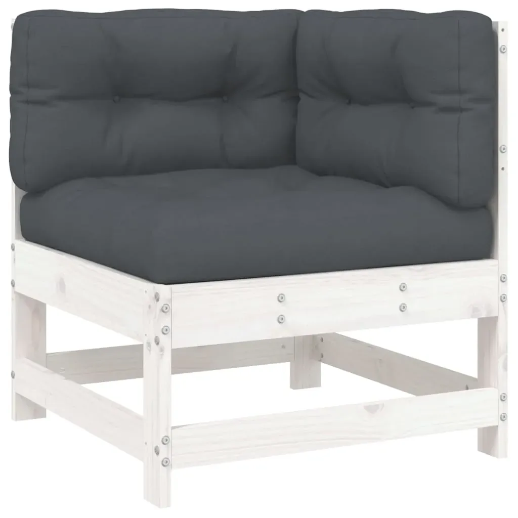 8 Piece Garden Lounge Set with Cushions White Solid Wood Price