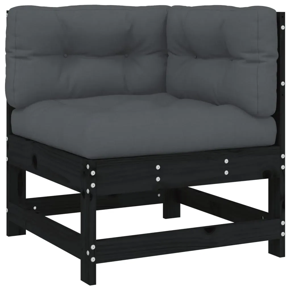 8 Piece Garden Lounge Set with Cushions Black Solid Wood Price
