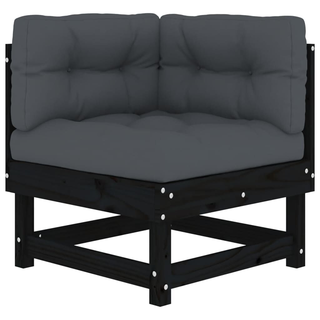 8 Piece Garden Lounge Set with Cushions Black Solid Wood Price