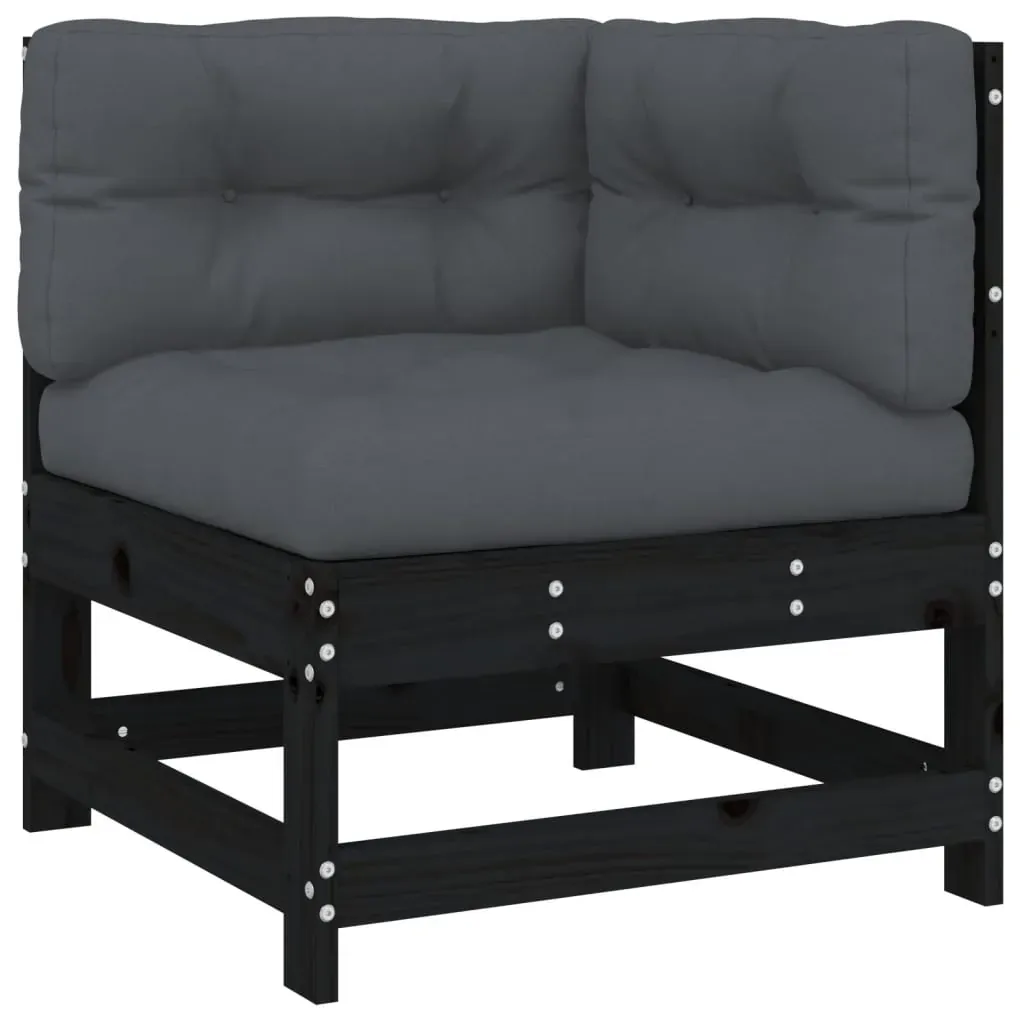 8 Piece Garden Lounge Set with Cushions Black Solid Wood Price