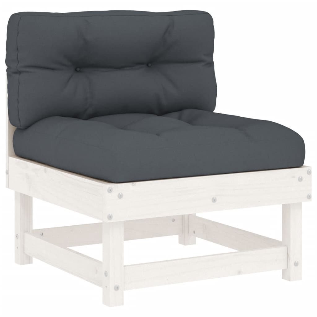 6 Piece Garden Lounge Set with Cushions White Solid Wood Price