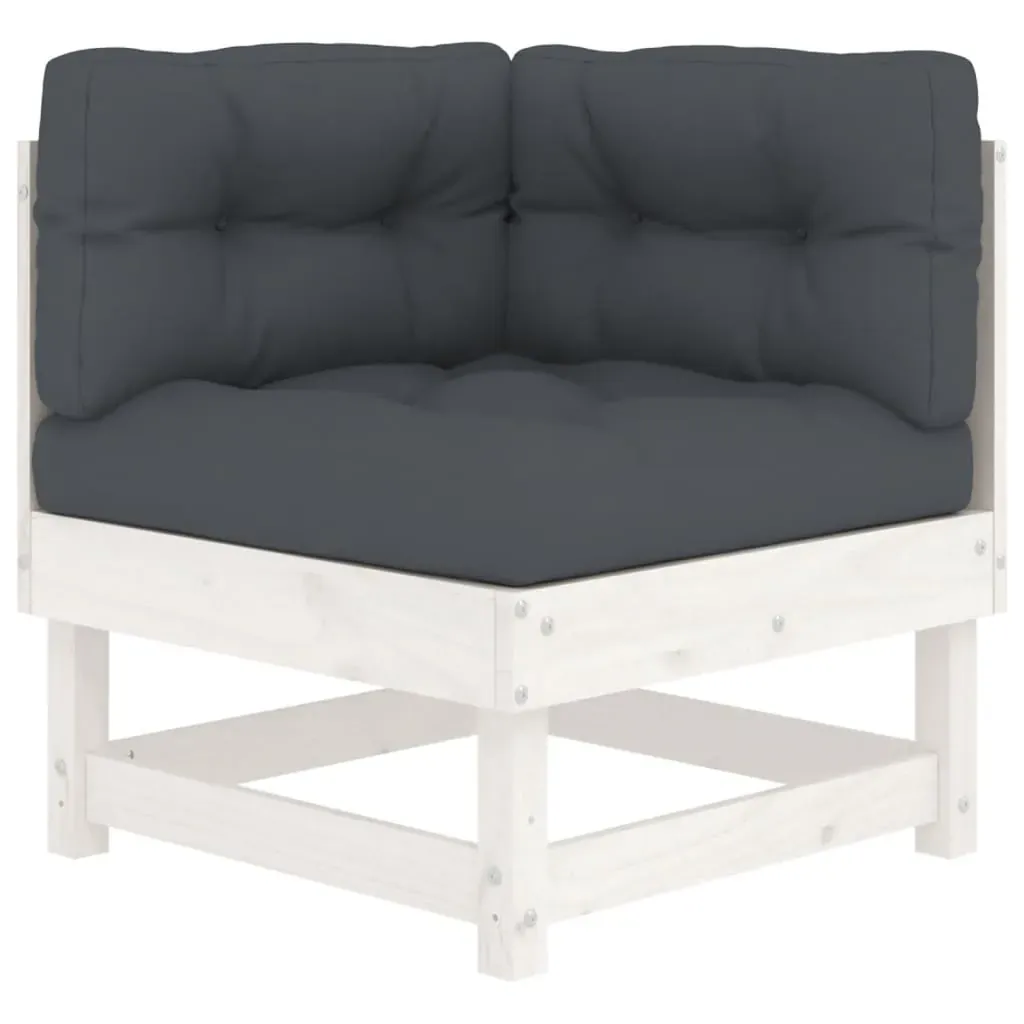 6 Piece Garden Lounge Set with Cushions White Solid Wood Price