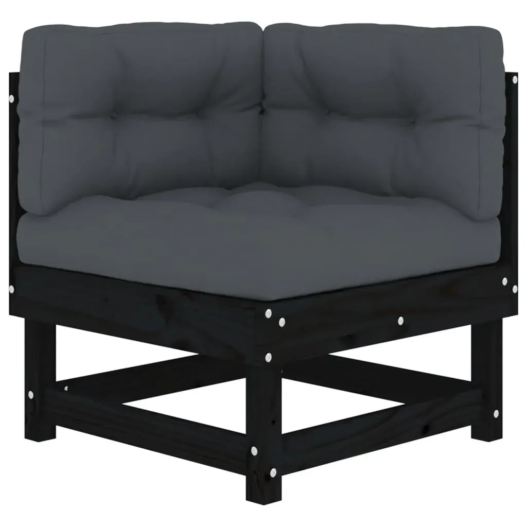 6 Piece Garden Lounge Set with Cushions Black Solid Wood Price