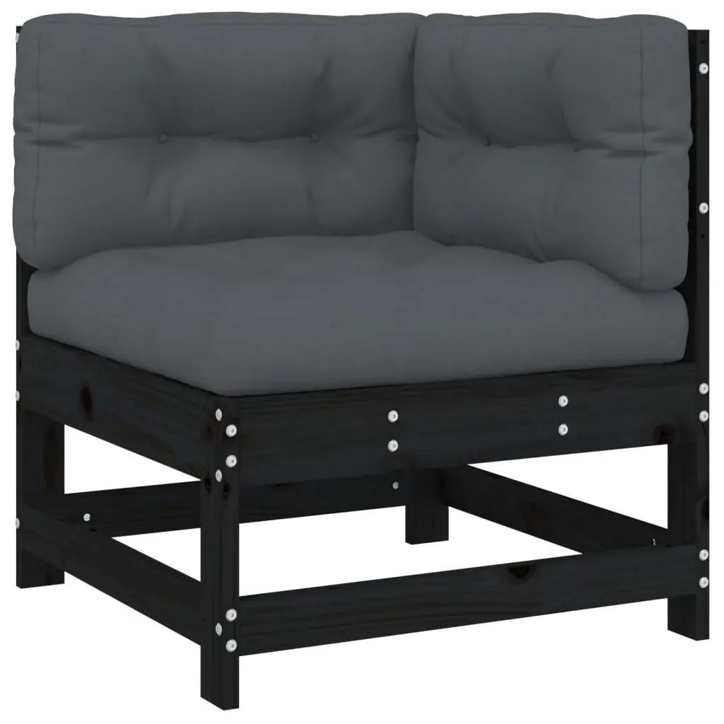 6 Piece Garden Lounge Set with Cushions Black Solid Wood Price