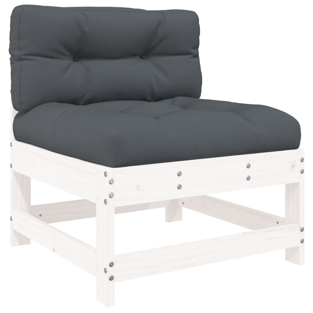 7 Piece Garden Lounge Set with Cushions White Solid Wood Price
