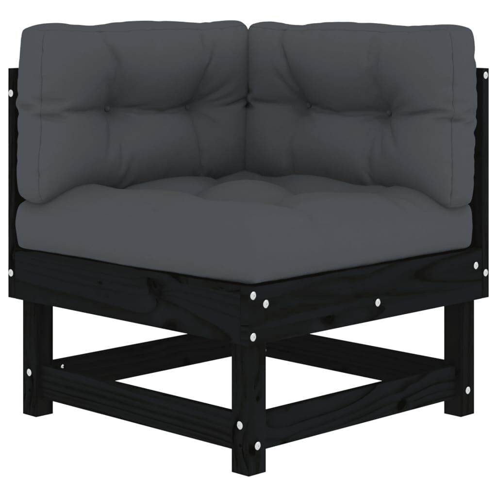 6 Piece Garden Lounge Set with Cushions Black Solid Wood Price