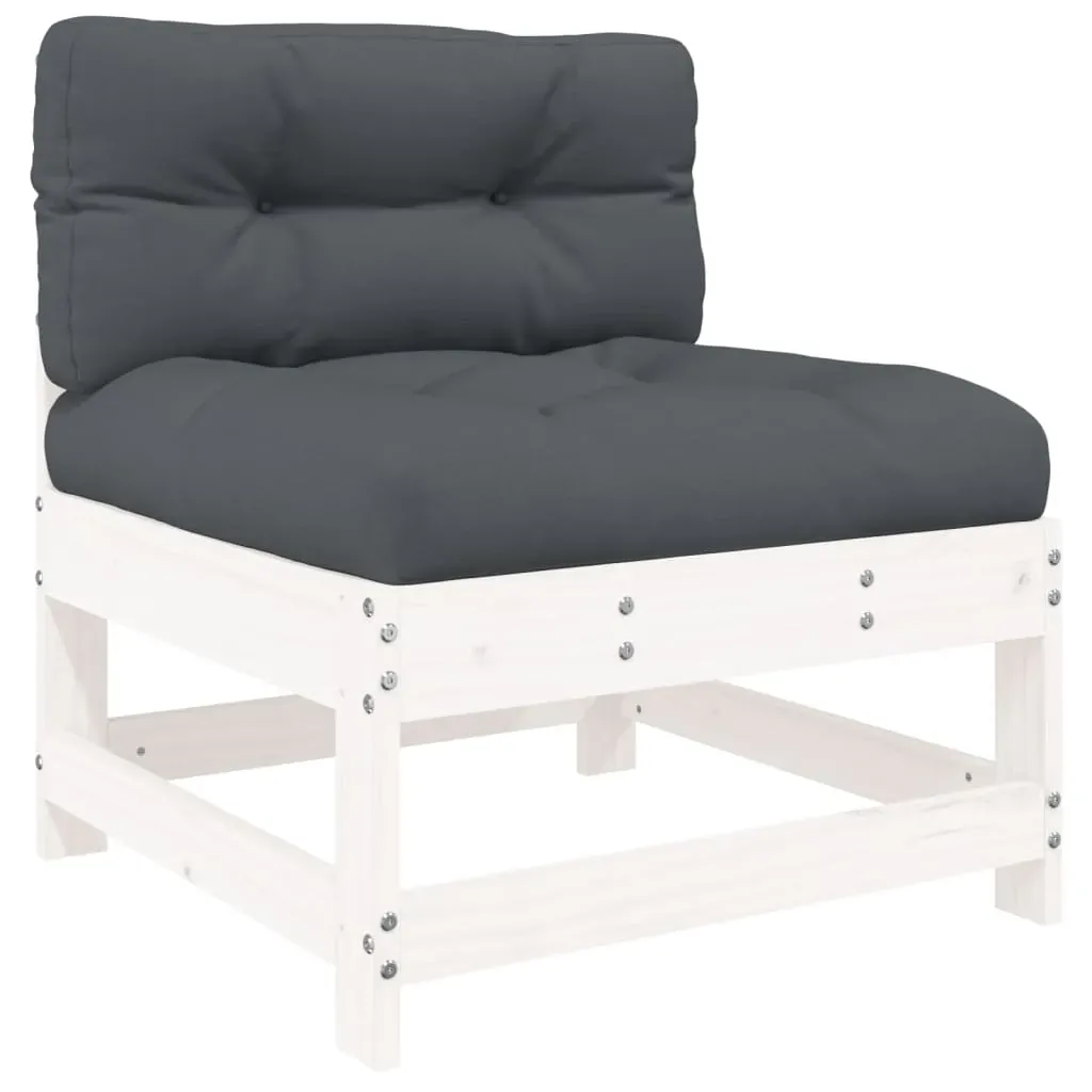 5 Piece Garden Lounge Set with Cushions White Solid Wood Price