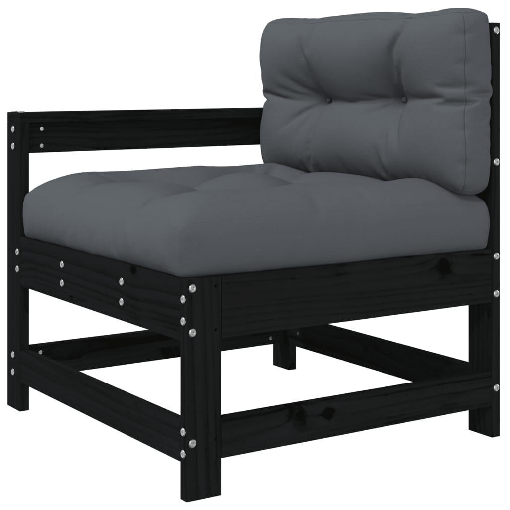5 Piece Garden Lounge Set with Cushions Black Solid Wood Price