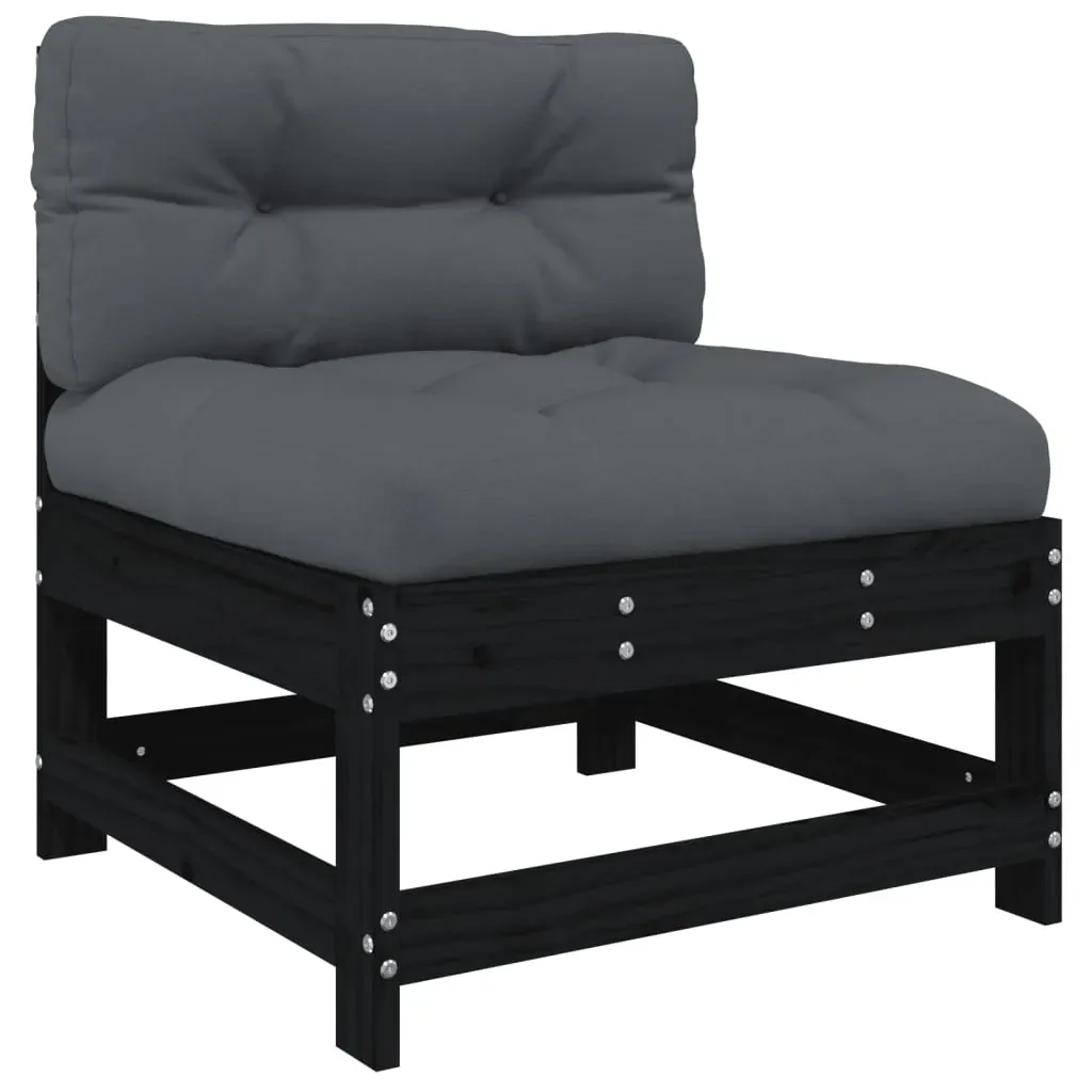 5 Piece Garden Lounge Set with Cushions Black Solid Wood Price