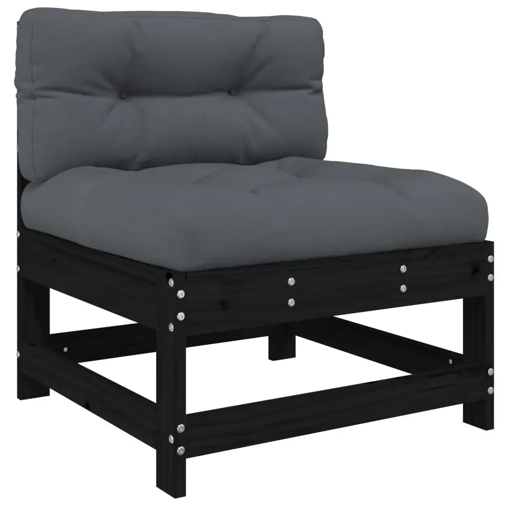 5 Piece Garden Lounge Set with Cushions Black Solid Wood Price